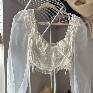 Elegant White Sheer Sleeve Top
